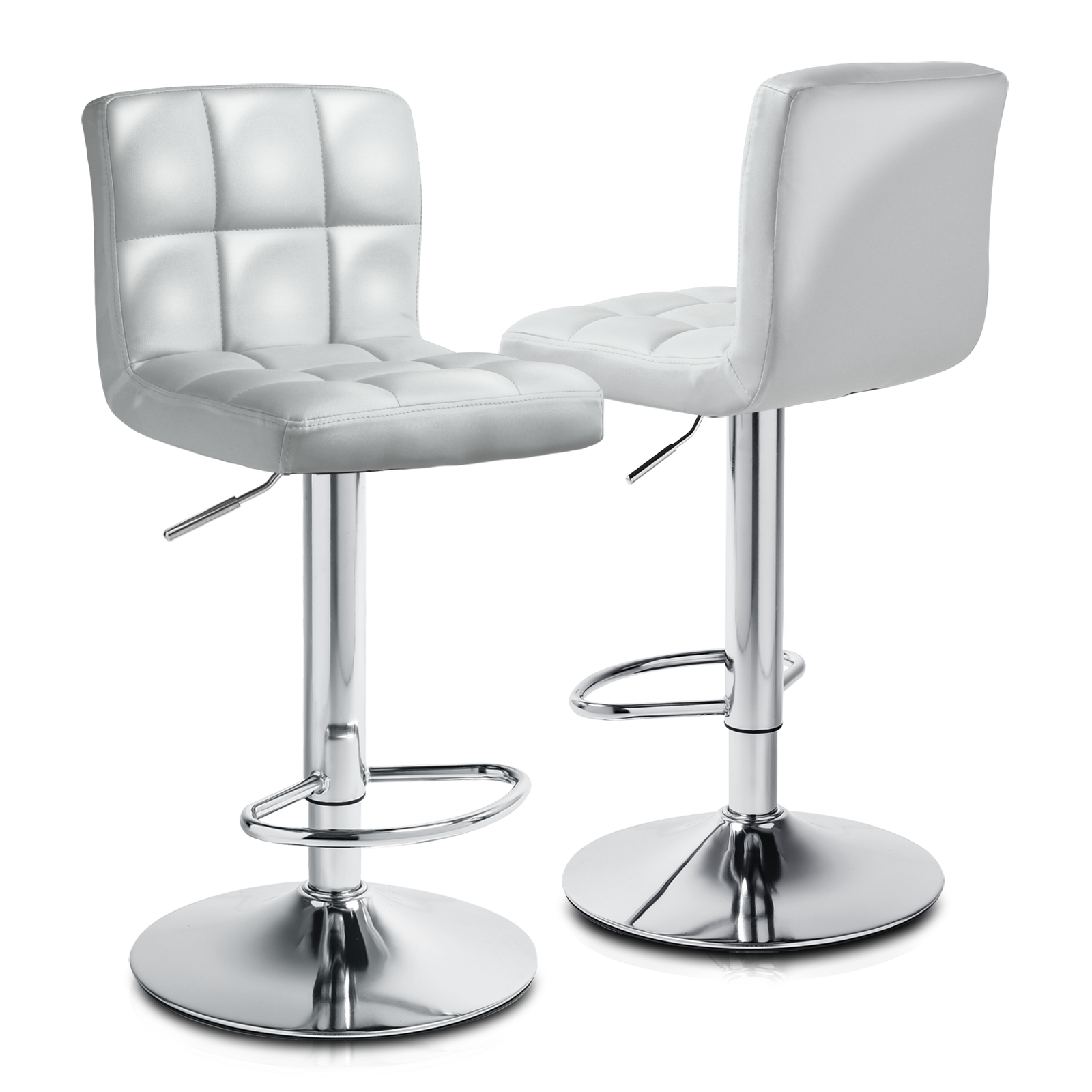 Magshion Adjustable Swivel Bar Stools Set of 2 with Square Back and