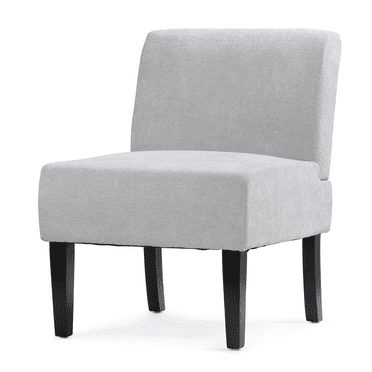 Magshion Armless Fabric Accent Single Sofa Chair with Rubberwood Legs for Living Room Bedroom, Light Gray