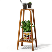 Magshion Bamboo 2 Tier Tall Plant Stand Pot Holder Small Space Table