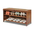 thumbnail image 1 of Magshion Bamboo 3 Tiers 10 Pairs Shoes Rack with Door, Organizer Cabinet, Brown, for Home, 1 of 11