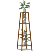 Magshion Bamboo 4 Tiers Trapezoid Plant Stand, Flower Display Organizer Rack, Brown, for Garden