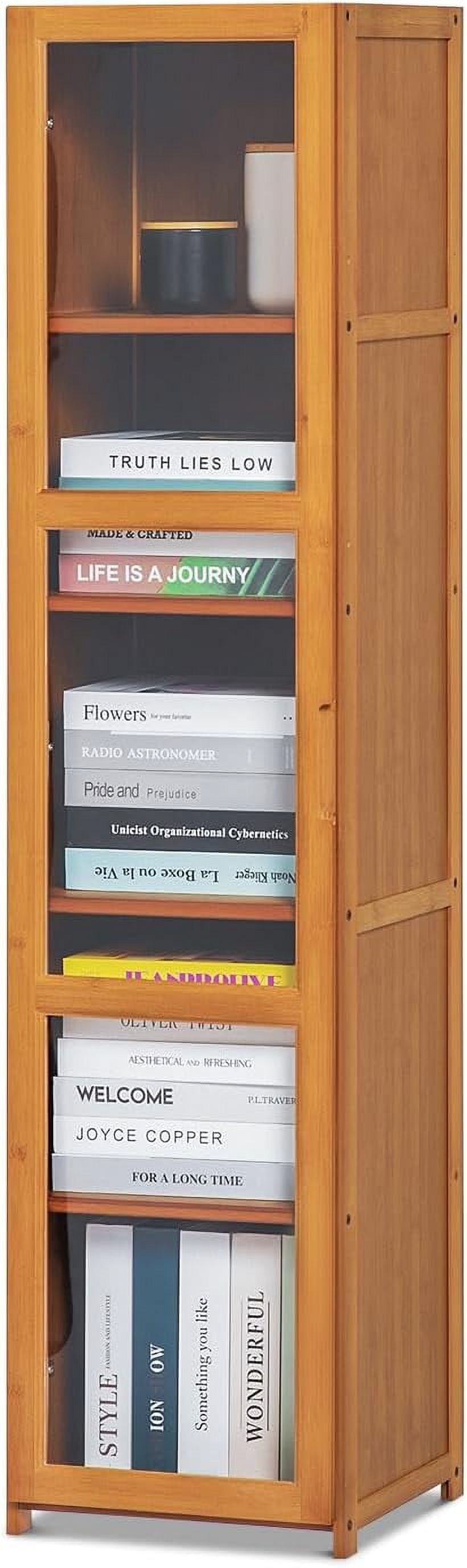 Magshion Bamboo 5-Tier Bookcase, 50" Tall Display Narrow Book Case with ...