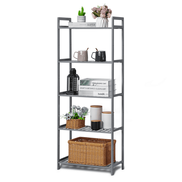 Magshion Bamboo 5 Tiers Storage Shelving Unit, Multifunctional Display ...