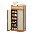 thumbnail image 1 of Magshion Bamboo 7-Tiers Shoe Cabinet, 28 Pairs Heels Sneakers Storage Cabinet with Rattan Flip Door, Shoe Rack Organizer Holder with Countertop and Shelves, Brown, 1 of 11