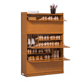 thumbnail image 1 of Magshion Bamboo 9 Tier Shoe Organizer Modern Cabinet with Door 41 Pairs Heels Boots, Brown, Hallway Entryway, 1 of 9