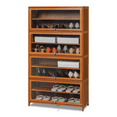 thumbnail image 1 of Magshion Bamboo/Acrylic 9 Tiers 40 Pairs Shoes Rack with Door, Organizer Cabinet, Brown, for Entryway, 1 of 11