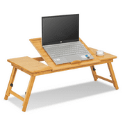 Magshion Bamboo Foldable Computer Desk, Bed Tray, Laptop Work Tilt Adjustable, Natural, for Home