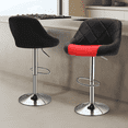 thumbnail image 1 of Magshion Bar Stools Counter Height Adjustable Barstools Set of 2 Faux Leather Swivel Bar Chairs for Home Kitchen Island Black/Red, 1 of 11