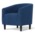 thumbnail image 1 of Magshion Barrel Accent Chair, Sherpa Fabric Upholstered Single Sofa Chair with Padded Armrest, for Living Room Office Bedroom, Navy Blue, 1 of 11