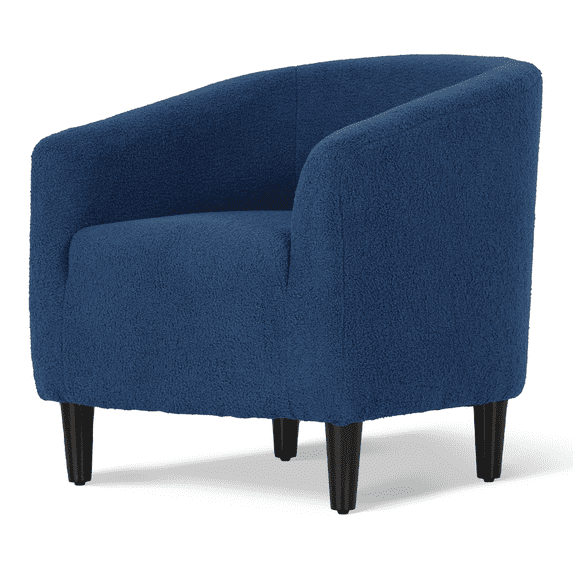 Magshion Barrel Accent Chair, Sherpa Fabric Upholstered Single Sofa Chair with Padded Armrest, for Living Room Office Bedroom, Navy Blue