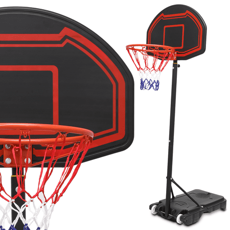 Magshion Basketball Hoop with 5-7ft Height Adjustable for Kids and Adults, Basketball Goals with 29 Inch Backboard and 2 Wheels for Outdoor and Indoor Use, Black