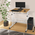 thumbnail image 1 of Magshion Complete Computer Workstation Desk, Rolling Standing Laptop Table with Monitor Shelf & Host Rack for Home, Natural, 1 of 12
