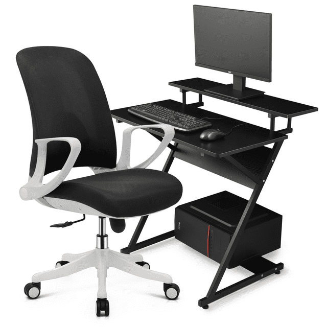 Magshion Ergonomic Desk & Chair Set, Adjustable Rolling Chair, 2Tier