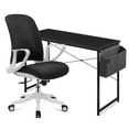 thumbnail image 1 of Magshion Computer Desk & Chair Set, Adjustable Mid Back Mesh Chair with Flip Up Armrest and 40" Laptop Table with Storage Bag for Home Office, Black, 1 of 10