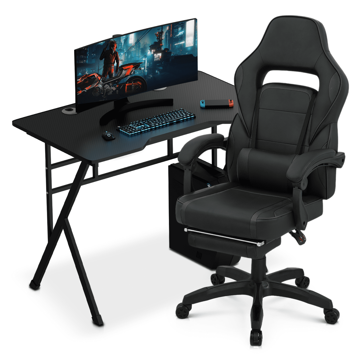 Magshion Gaming Desk & Chair Set with Keyboard Tray, Durable Magshion Gaming Desk & Chair Set with Keyboard Tray, Durable