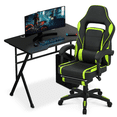 thumbnail image 1 of Magshion Computer Desk & Gaming Chair Set, Adjustable Height Reclining Chair with Retractable Footrest & Lumber Support and Writing Table Workstation for Home Bedroom, Green, 1 of 10