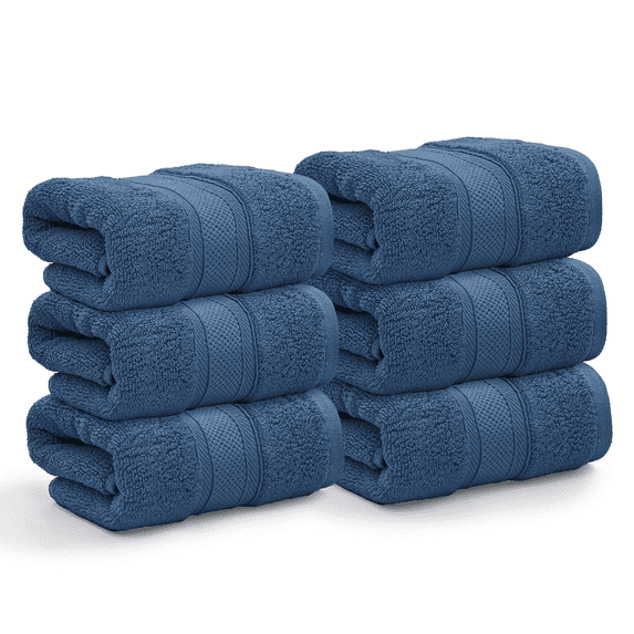 Magshion Cotton Hand Towels for Bathroom, 16x28 Inch Bathroom Hand Towels Pack of 6 Ultra Soft Face Towels Highly Absorbent Hair Salon Towels, Mineral Blue