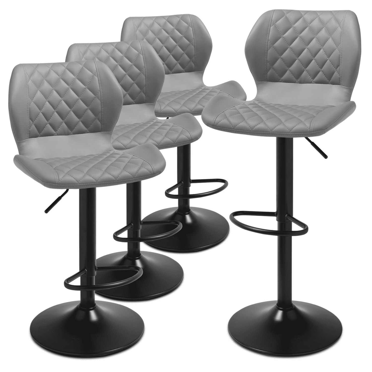 Magshion 4-Piece Set, Adjustable Swivel Bar Stools, Grey Faux Leather ...