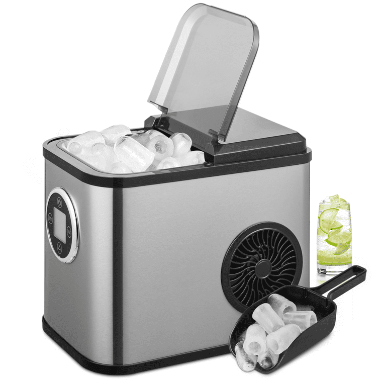 Magshion Ice Maker Countertop 9 Cubes Ready in 10Mins, 26lbs in 24Hours, 2  Sizes Bullet Shaped