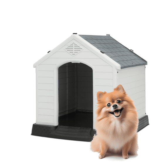 Magshion Dog House Pet Kennel with Air Vents, Indoor & Outdoor (Dark Gray, L25.5" W27.5" H19.5")
