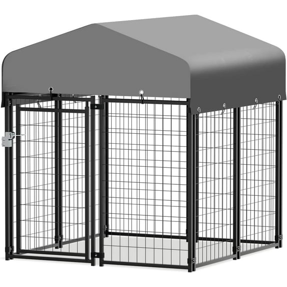 Magshion Dog Kennel and Crate for Medium/Small Dog with Waterproof Cover, Outdoor Lockable Wire Dog Kennel Playpen Crate for Backyard, Pet Dog Playpen Rabbit Run House Enclosure 4 x 4-1/4 x 4-2/3 ft