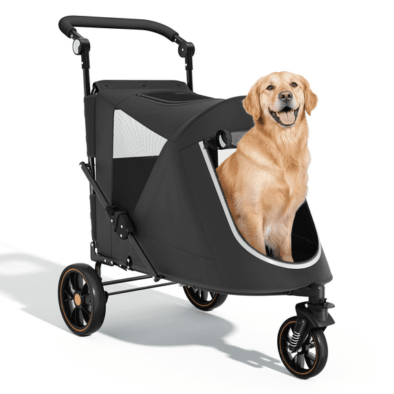Magshion Dog Stroller, Pet Stroller for Small Medium Dogs & Cats, Adjustable Handlebar 9 Angles 20?-180?, 3 Wheel (Black)