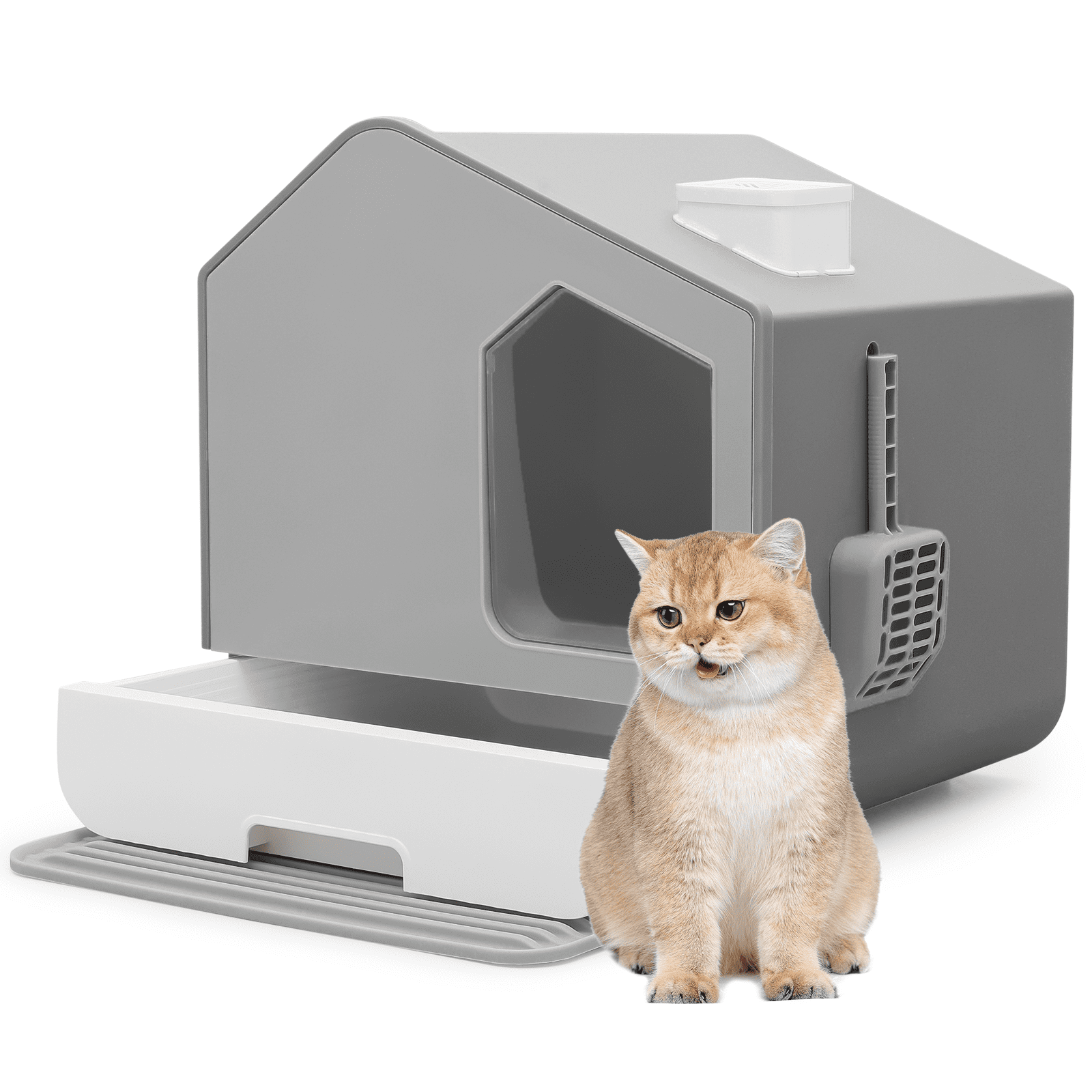 Magshion Enclosed Cat Litter Box with Scoop, Large Cat Litter House with AntiSplashing Drawer