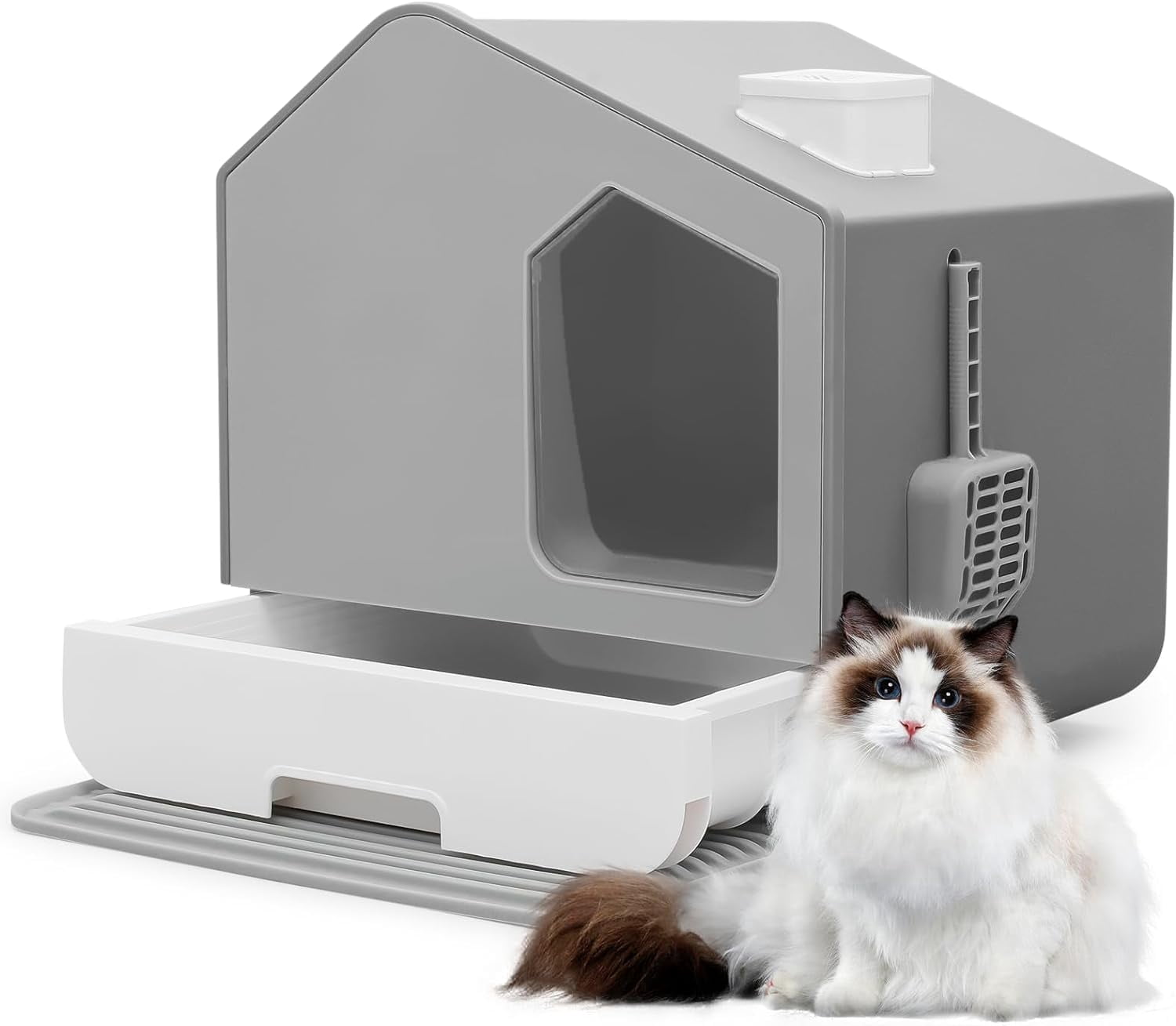 Magshion Enclosed Cat Litter Boxes with Mat and Litter Scoop, Odorless Anti-Splashing Covered ...