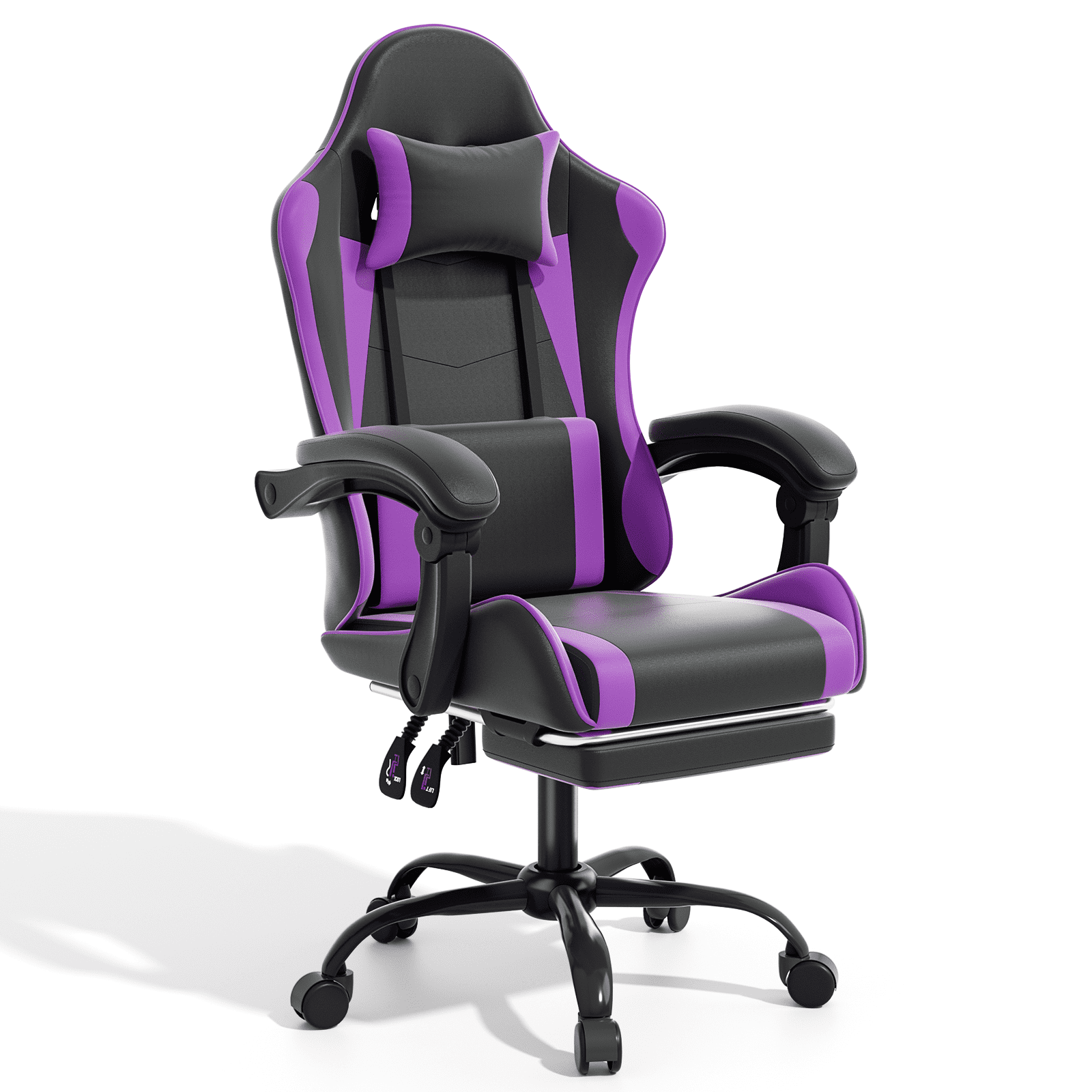 Magshion Ergonomic Gaming Chair with Headrest, Lumbar Support & Footrest - Adjustable Reclining Computer Chair for Adults, High Back Office Desk Chair, 350lbs Capacity， Purple
