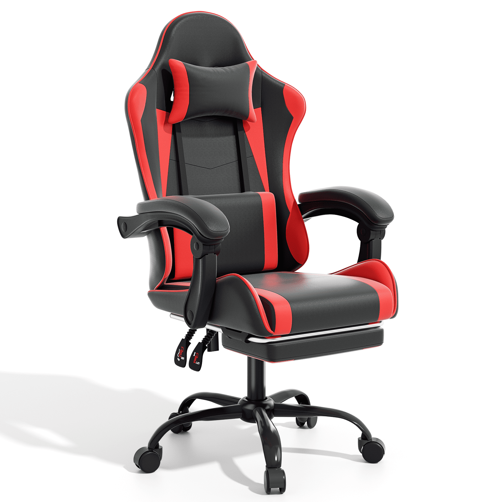Magshion Ergonomic Gaming Chair with Headrest, Lumbar Support & Footrest - Adjustable Reclining Computer Chair for Adults, High Back Office Desk Chair, 350lbs Capacity， Red