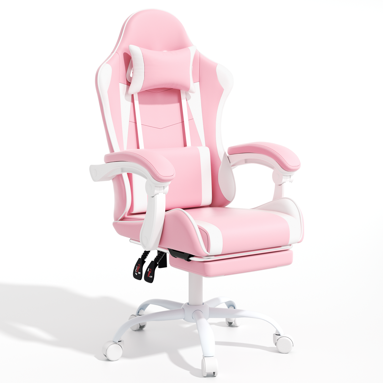 Magshion Ergonomic Gaming Chair with Headrest, Lumbar Support & Footrest - Adjustable Reclining Computer Chair for Adults, High Back Office Desk Chair, 350lbs Capacity， Pink
