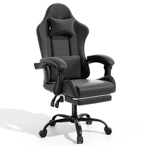 Magshion Ergonomic Gaming Chair with Headrest, Lumbar Support & Footrest - Adjustable Reclining Computer Chair for Adults, High Back Office Desk Chair, 350lbs Capacity， Black