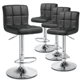 thumbnail image 1 of Magshion Faux Leather Bar Stools Adjustable 360 Degree Swivel Backrest Footrest Barstool Set of 4 Black, 1 of 9