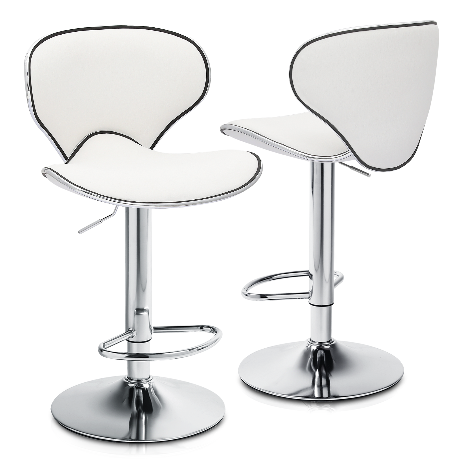 Magshion 2set Modern Faux Leather Bar Stools, Adjustable Swivel