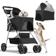 thumbnail image 1 of Magshion Foldable Dog Pet Stroller with Detachable Storage Basket, 4 Wheel, Black, 1 of 12