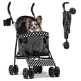 thumbnail image 1 of Magshion Foldable Lightweight Pet Trolley for Pet Cats & Dogs, 4 Wheel, Black with White Polka Dots, 1 of 9