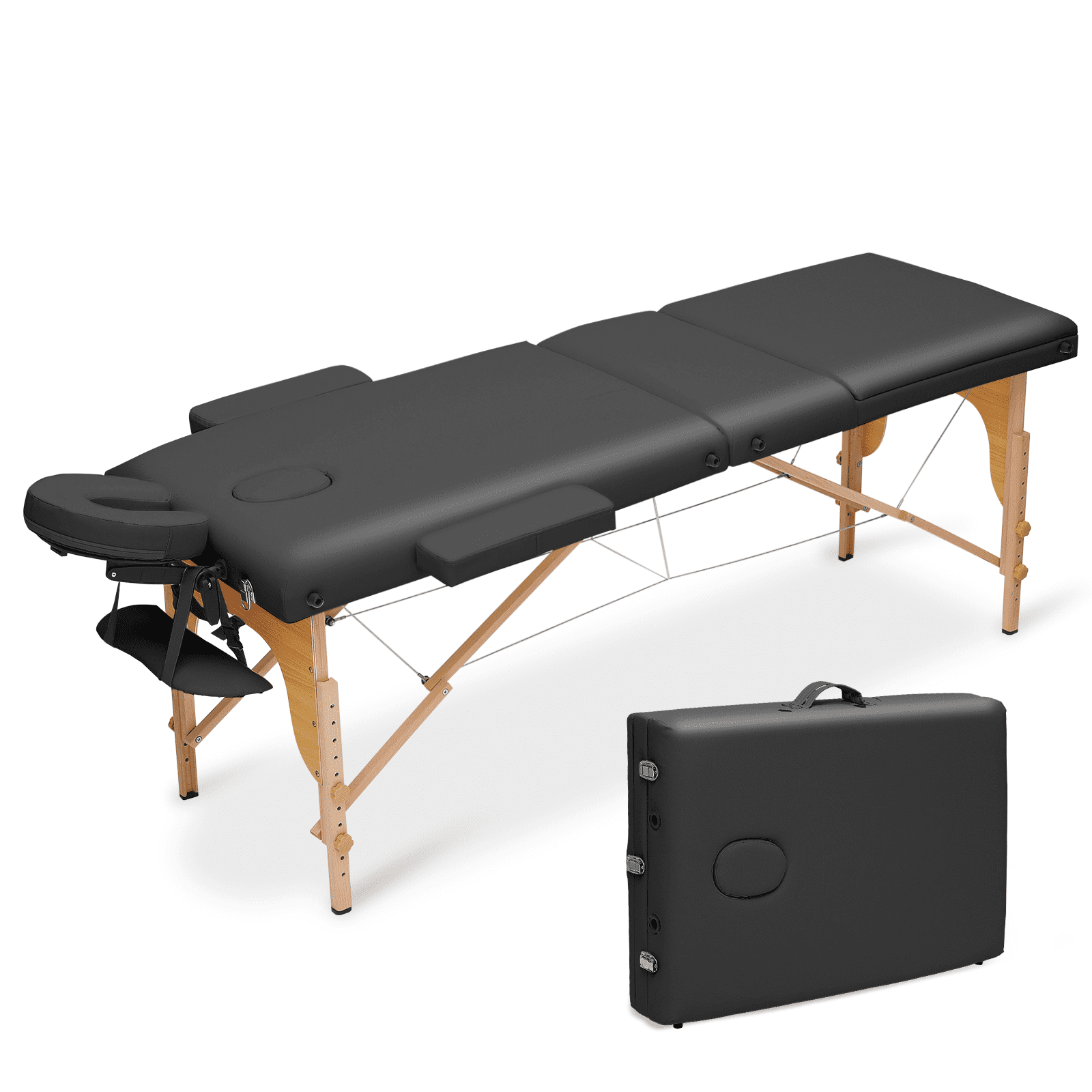 Magshion Foldable Massage Table, Wooden Height Adjustable Physiotherapy