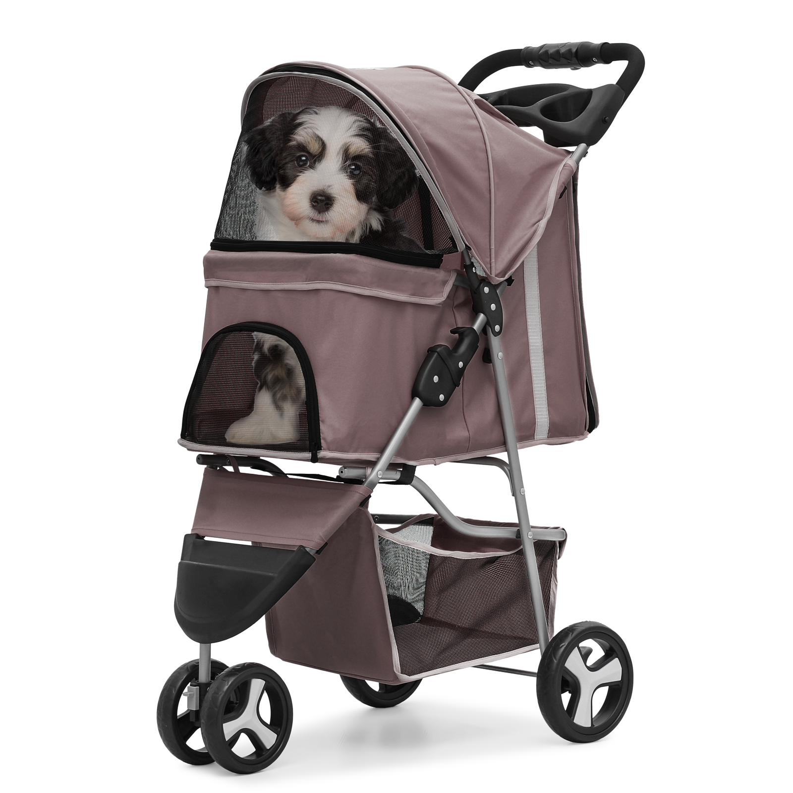 Pawhut Luxury Folding Pet Stroller Dog, Cat Travel Carriage 2 In 1