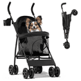 thumbnail image 1 of Magshion Foldable Pet Stroller for Small Dogs Cats up to 22lbs, Lightweight 4-Wheel Travel Jogger with Mesh Cup Holder Storage, Black, 1 of 10