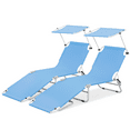 thumbnail image 1 of Magshion Folding Beach Chairs Set of 2, Portable Camping Seats with Adjustable Canopy Shade, for Outdoor Patio Lawn, Sky Blue, 1 of 12