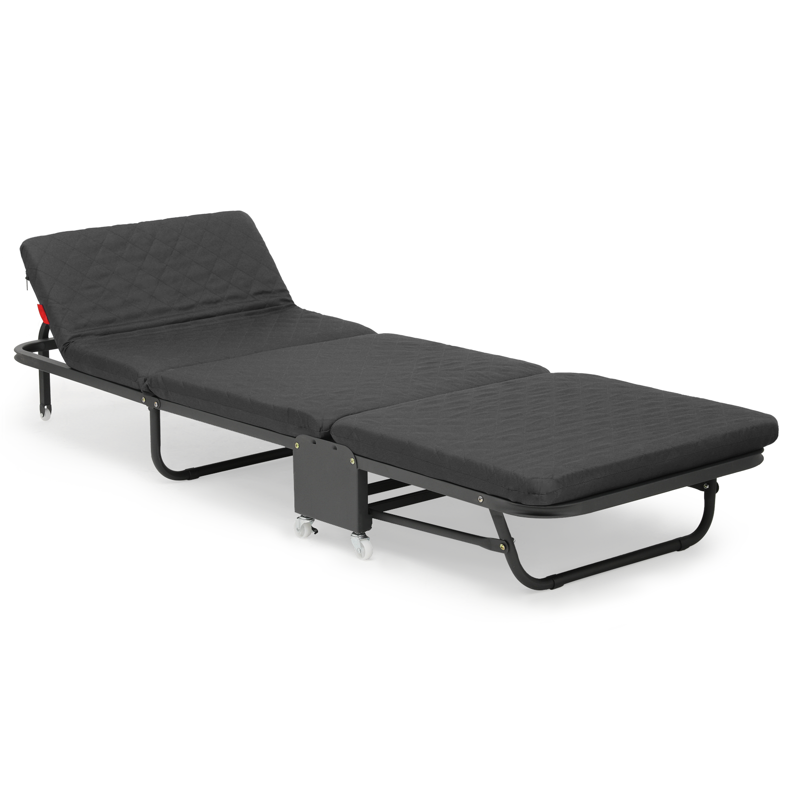 Folding Bed Frame with Wheel, Rollaway Bed with Mattress for Adults