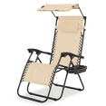thumbnail image 1 of Magshion Folding Patio Chair, Zero Gravity Outdoor Lounge Chair with Canopy Shade and Cup Holder, Adjustable Reclining Chair with Pillow for Beach, Patio, Pool, Yard, Cream, 1 of 11