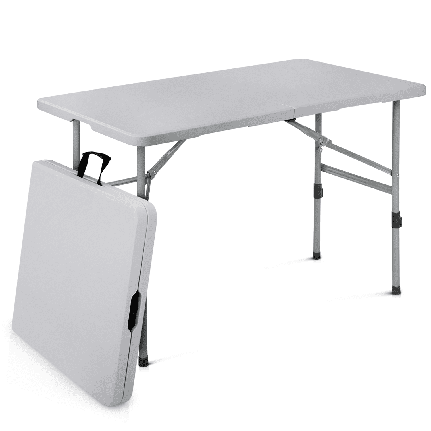 Magshion Folding Table 4FT Portable Heavy Duty Plastic Foldable Table Dining Table with Carry Handle for Outdoor Office Party Camping Grey