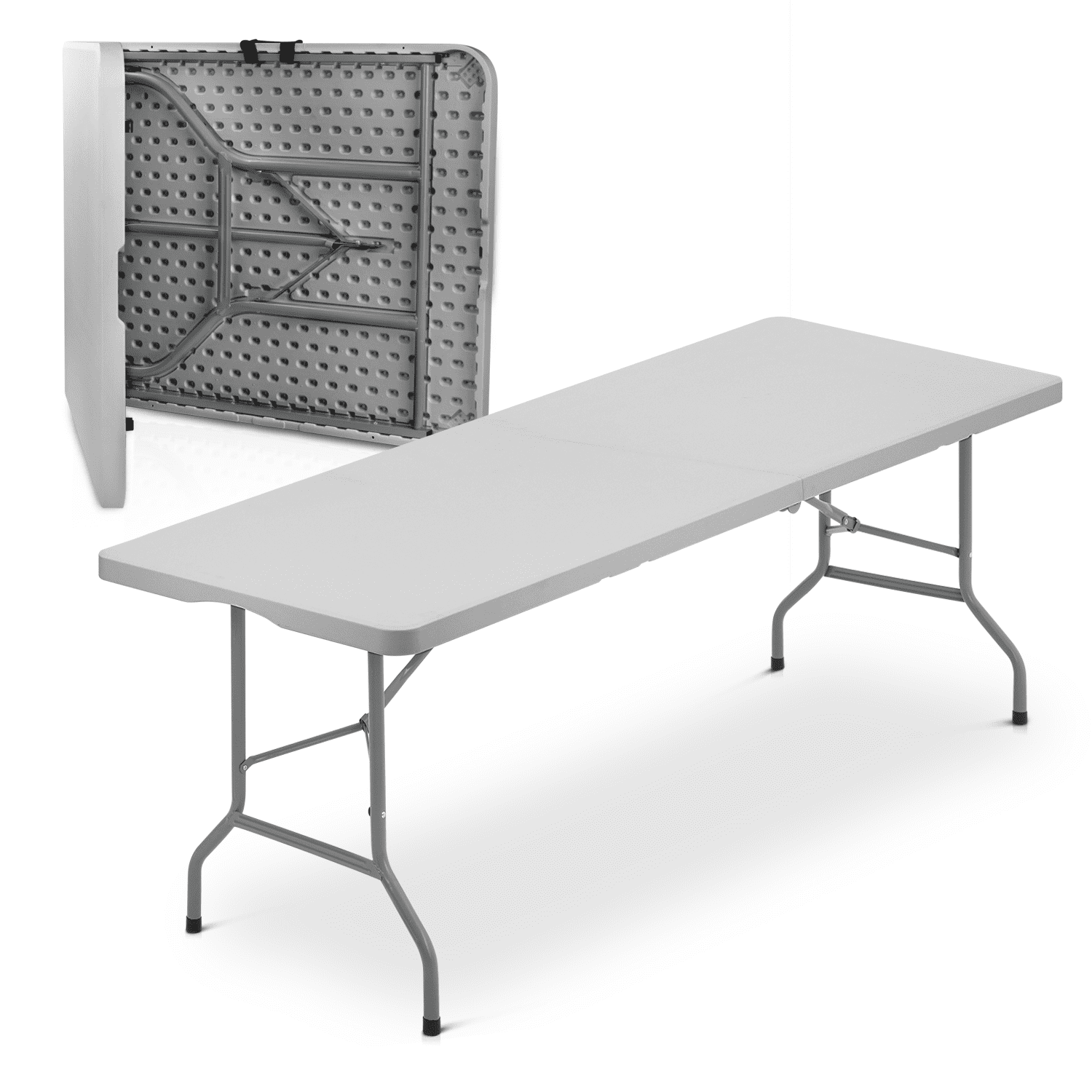 Best Choice Products 8ft Plastic Folding Table, Indoor Outdoor Heavy Duty  Portable w/ Handle, Lock for Picnic - White