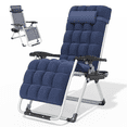 thumbnail image 1 of Magshion Zero Gravity Chair with Cushion, Folding Patio Recliner with Removable Side Tray and Pillow Headrest for Outdoor Lounge, Blue, 1 of 11