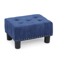 thumbnail image 1 of Magshion Foot Stool Ottoman with Padded Seat, Modern Cotton-linen Footrest, Rectangular Seat Stool, Navy Blue, 1 of 9