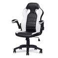 thumbnail image 1 of Magshion Gaming Chair with Flip-up Arms, Ergonomic Rotating PU Leather Computer Seat, Black/White, 1 of 4