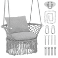 thumbnail image 1 of Magshion Adult Galvanized Iron Hanging Chair with Macrame and Cushion, Gray, 1 of 13