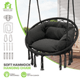 thumbnail image 1 of Magshion Hammock Chair, Hanging Swing with Macrame and Cushion, Hanging Cotton Rope Chair for Indoor Outdoor Bedroom Patio Yard Deck Garden and Porch, Max 350 lbs, Black, 1 of 8