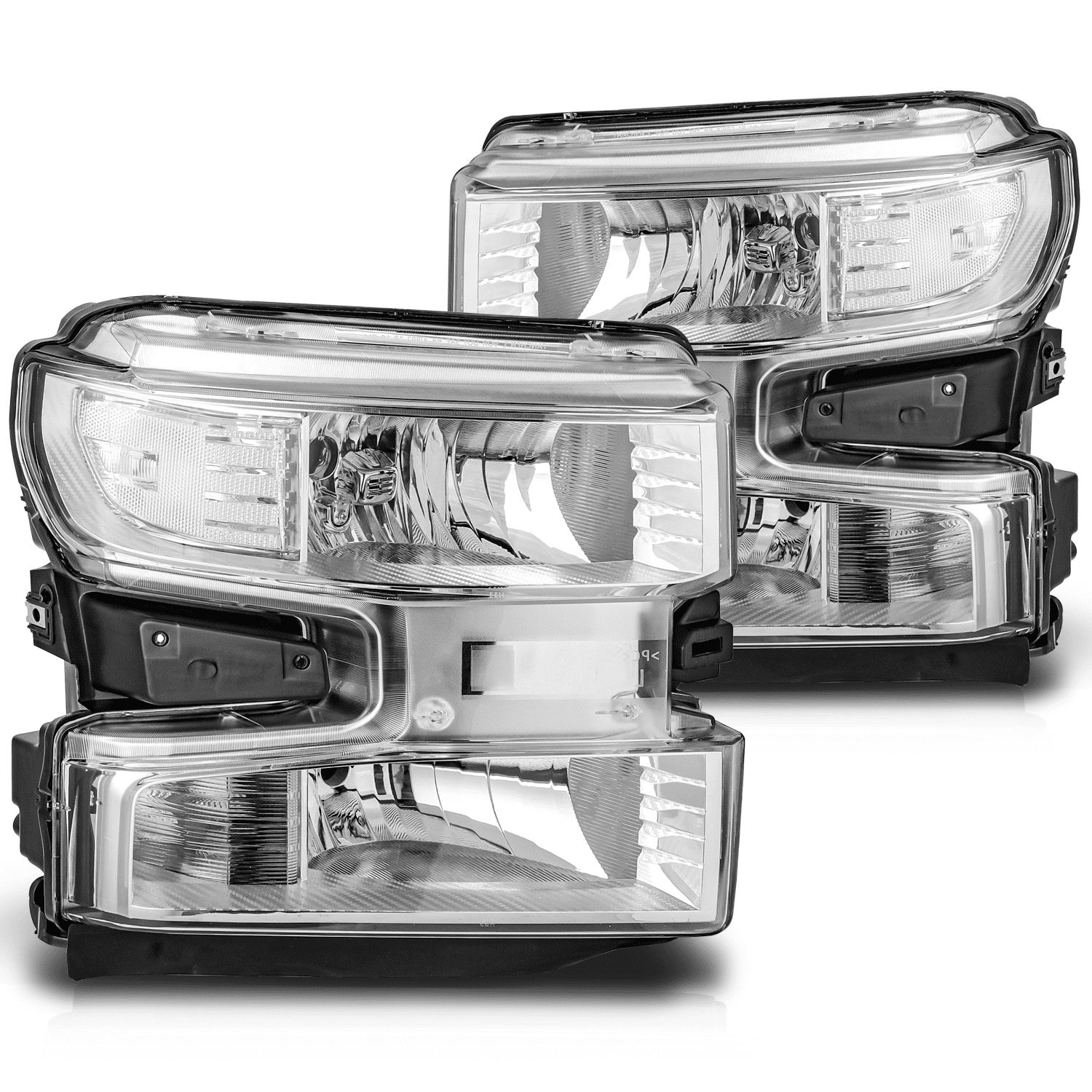 Chrome Housing Clear Corner Headlight Pair For 2014-2015 Chevy Silverado 1500 – Driver & Passenger